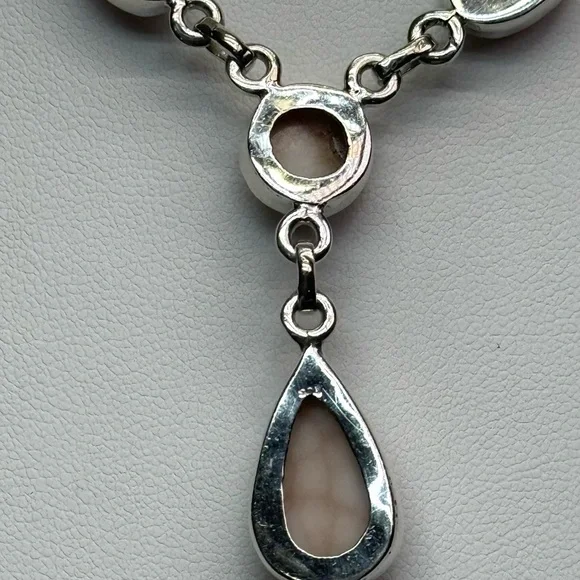 NLP1 Genuine Pink Larimar (Natrolite) Lariat Necklace Paperclip Necklace S925 - Picture 9 of 9